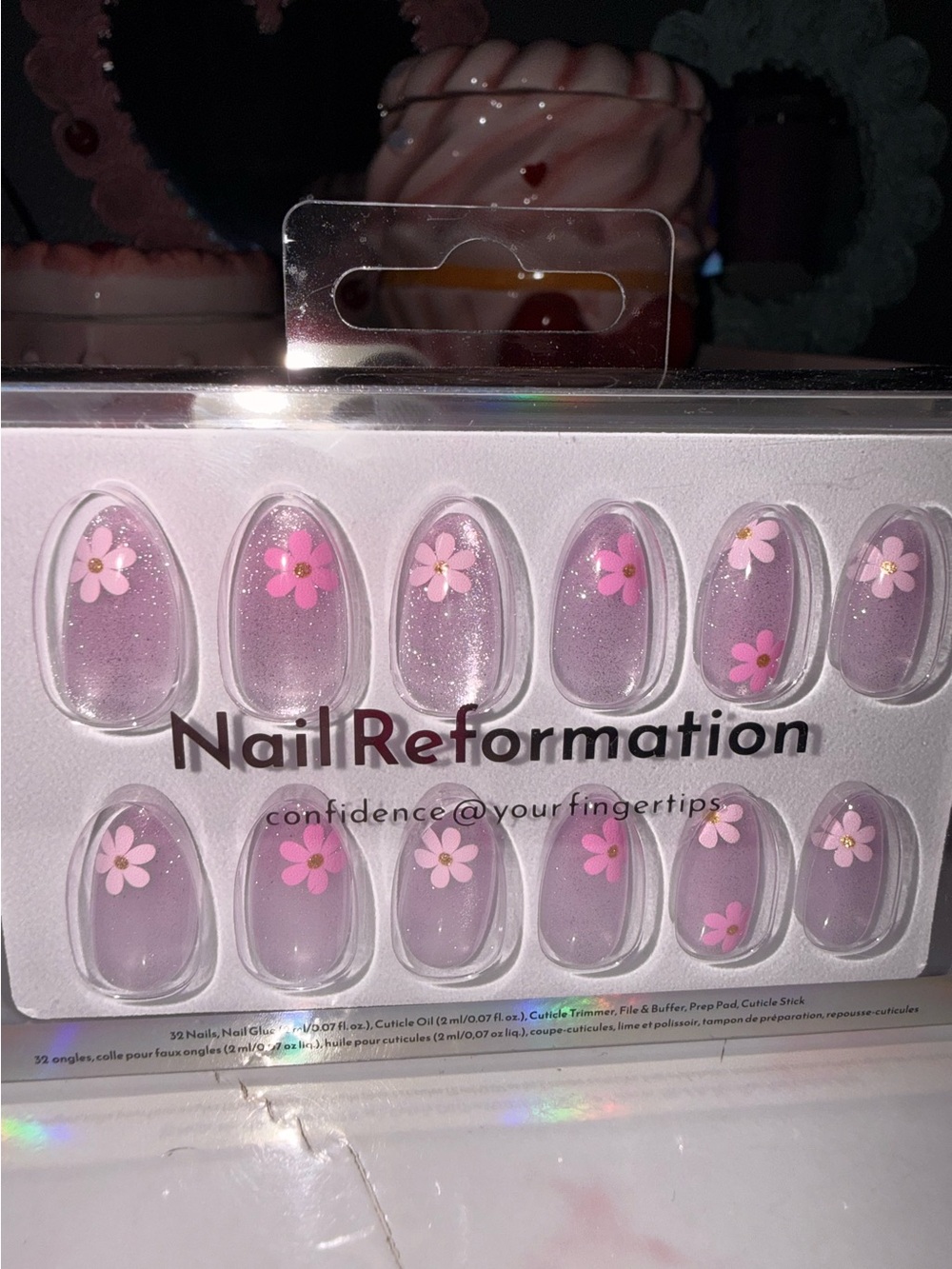 Nail Reformation Pink Mirrored Floral Press-On Nails